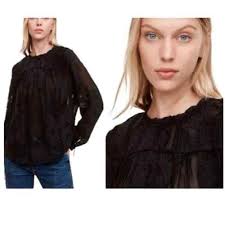 Wilfred Aritzia Black long sleeve Rayon top with Silk…