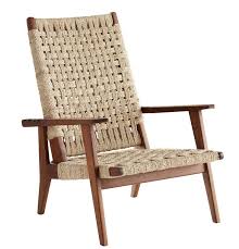 Lounge In Style With This Naturally Chic Chair Featuring A Woven Rope Seat On A Wood Frame Finished With Rich Walnut Stain Chair Recliner Chair Furniture