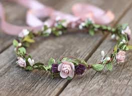 Search for flowers with us. Wedding Flower Crown Mauve Fall Floral Crown Plum Purple Headband