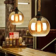 Vintage Glass Ball Pendant Lights Hemp Rope Pendant Lamp Loft Dining Room Coffee Hotel Industrial Decor Hanglamps Led Luminaire Pendant Lights Aliexpress