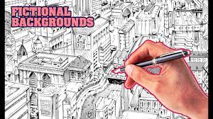 Paint the floor with a warm color and set the blending. How To Draw Backgrounds From Scratch Fictional Cityscape Youtube