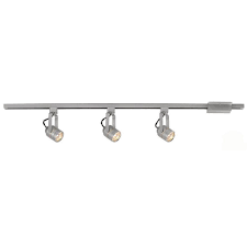 Hampton Bay Linear Track Lighting Kit With 3 Gu10 16 Brushed Steel Pinhole Cylinders Ec3470ba The Track Lighting Track Lighting Kits Track Lighting Pendants