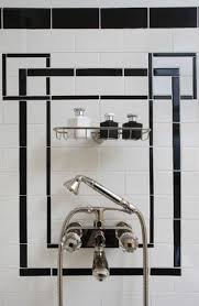 Black And White Shower Tile Master Or Guest Bath Wonderful Inexpensive Shower Tile Design In The Iconic Black And White Used Heav Art Deco Bathroom Tile Art Deco Bathroom Art Deco Tiles