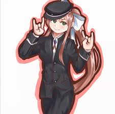 i drew monika dressed has ayato naoi from angel beats because his my  favorite character <3 : rDDLC