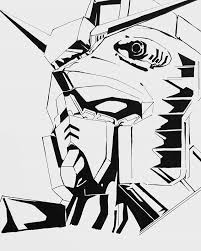 Black And White Robot Draw Gundam Bandai Robot Comics Black White Hobbies Present Bday My Pictures White Art Gundam