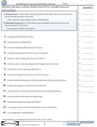 Primary And Secondary Sources Worksheets Primary And Secondary Sources Secondary Source Social Studies Worksheets