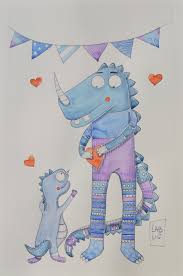 Drago Bambino E Papa Illustrazione Acquerello Per Cameretta Etsy Dad Drawing Dinosaur Stuffed Animal Character