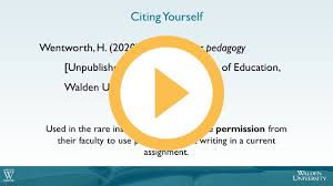 The apa also offers accessibility guidelines for students who need accommodations for a disability. Citing Yourself Citations Academic Guides At Walden University