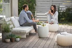 Compare prices on popular products in home storage. Buy Keter Urban Knit Pouf Ottoman Set Of 2 With Storage Table For Patio And Room Decor Perfect For Balcony Deck And Outdoor Seating Grey White 22 30 X 22 30 X 25 00 Inches