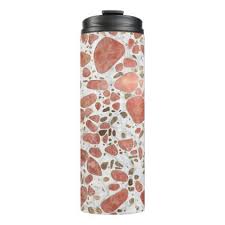 Terrazzo Rose Quartz And Gold On Marble 1 Thermal Tumbler Zazzle Com Rose Quartz Crystal Gifts Custom Tumblers