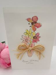 Birthday Card Drawing Ideas Flowers Flowers Card Watercolour Card Birthday Card Mum Card Daughter Card Wife Card Butterfly Card Hand Painted Card Handmade Card Large Hand Painted Card Birthday Card Drawing Paint Cards