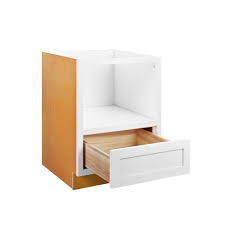 The assembled cabinet can be stained or painted. Snow White Inset Shaker Microwave Base Cabinet 27