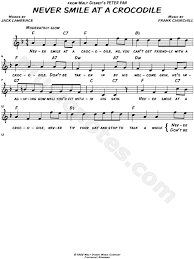 Never Smile At A Crocodile From Walt Disney S Peter Pan Sheet Music Leadsheet In F Major Download Print Music Lead Sheet Peter Pan Disney