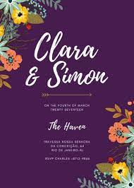Modern Floral Purple Wedding Invitation Templates By Canva Modern Floral Wedding Invitations Wedding Invitation Templates Wedding Invitations