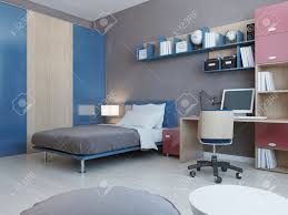 Le curtain string lights for bedroom wall 300 led window fairy lights with remote, 10 ft 8 modes waterproof ip65 christmas twinkle lights, plug in decorative hanging lights for wedding party backdrop 4.2 out of 5 stars 780 View Of Teenagers Bedroom In Red And Blue Colors Light Grey Stock Photo Picture And Royalty Free Image Image 46425721