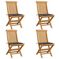 La chaise longue en teck de la gamme greenwood a tout pour plaire ! 10 Sur Lot De 4 Chaises De Jardin Bois De Teck Avec Coussins Gris Fonce Mobilier De Jardin Achat Prix Fnac
