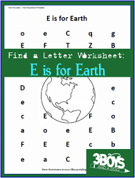Find The Letter Printables E Is For Earth