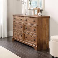 Sauder Palladia 6 Drawer Vintage Oak Dresser 420613 The Home Depot Oak Dresser Double Dresser Furniture