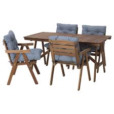 Falholmen Table And 4 Armchairs Outdoor Light Brown Stained Gray Brown Froson Duvholmen Dark Gray Ikea Outdoor Dining Furniture Outdoor Tables And Chairs Wooden Outdoor Furniture