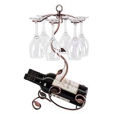 This wine bottle sign holder has a unique appearance. Sangyn Tabletop Freestanding Stackable Wine Glass Metal Rack Countertop 2 Wine Bottles Holder Display Stand Wine Racks Cabinets Kitchen Dining Swl13562 Nl