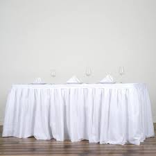 21ft White Pleated Polyester Table Skirt Table Skirt Table Decorations Affordable Table