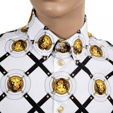 Mens White Short Sleeve Shirt With Belt Print Buy Now
