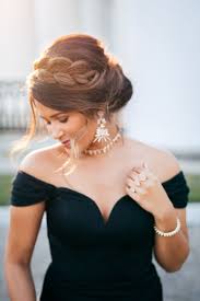 Holiday Party Style Glam Off The Shoulder Gown Haute Off The Rack Holiday Party Hair Party Hairstyles Womens Hairstyles