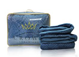 Chăn lông cừu cao cấp Crown màu xanh coban chính hãng