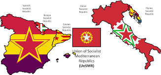 Flag of italy consists of 3 vertical strips of equal width from left to right; Flag Map Of The Union Of Socialist Mediterranean Republics Imaginarymaps