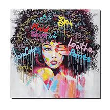 African american black art canvas. Pinetree Art African American Black Art Canvas Wall Art Original Designed Pop Graffiti Style Canvas Painting On Print 28 X 28 Inch C Unframed Buy Online In Bahamas At Bahamas Desertcart Com Productid 62424305