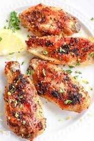 In a small bowl combine the melted butter or ghee, brown sugar (swerve), ginger powder, soy sauce, lemon and lime, garlic cloves, chili pepper, salt, black and cayenne pepper. Crispy Baked Lemon Pepper Wings Keto Low Carb Gluten Free