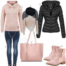 Rosa Schwarzes Outfit Mit Desires Strick Hoodie W0659 Sport Outfits Black Outfit Winter Fashion