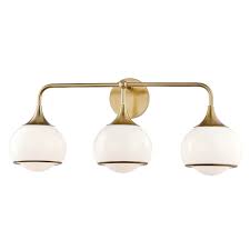 For those wanting to modernize their bathroom, contemporary led vanity lights are the way to go. Mitzi By Hudson Valley Lighting Reese Aged Brass Three Light Bathroom Vanity Light H281303 Agb Bellacor
