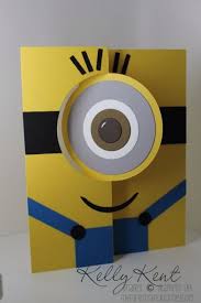 Sketch the outline of overalls onto the blue folded sheet and cut it out. Minion Flip Card Minion Card Kids Birthday Cards Minion Birthday Card