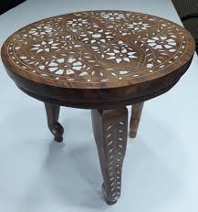 Vintage Indian Table Small Wooden Side Table Decor End Table Inlaid Oriental Living Room Tables Vintage Accent Vintage Table Indian Table Wooden Side Table