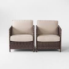 Monroe 2pk Wicker Motion Patio Club Chair Tan Threshold Club Chairs Outdoor Chairs Outdoor Patio Chairs