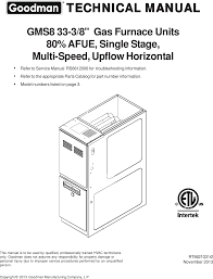 Goodman Mfg Co Lp Furnace Gms8 33 3 8 Gas Units Users Manual