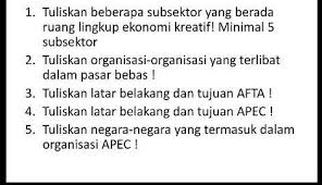 Diketahui mea, memiliki tujuan utama sebagai pasar tunggal dan basis produksi, agar arus barang, jasa, investasi dan tenaga terampil yang bebas sera. Tolong Bantu Ya Kkk Nokompas Ya Kk Brainly Co Id