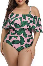 Wavely Plus Size One Piece Swimsuits For Women Tummy Control Ruffle Swimwear Pink L At Amazon Women S Moda Para Gordinhas Biquini Para Gordinhas Boddy Feminino