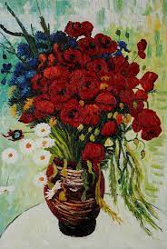 Van Gogh Vase With Daisies And Poppies Poppy Wall Art Vincent Van Gogh Art Canvas Wall Art