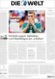 The site owner hides the web page description. Newspaper Die Welt Germany Newspapers In Germany Thursday S Edition June 28 Of 2018 Kiosko Net