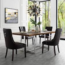 Archie leather pu velvet dining chair set of 2 tufted ring handle nailhead trim inspired home. George Leather Pu Velvet Dining Chair Tufted Nailhead Trim Set Of 2 Chrome Finish Overstock 28249256