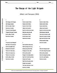Recite along the poem with the persona. The Charge Of The Light Brigade By Alfred Lord Tennyson Free To Print Pdf File Brigade Lord Narrative Poem