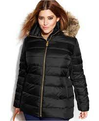 Michael Michael Kors Plus Size Hooded Faux Fur Trim Down Puffer Coat Coats Plus Sizes Macy S Puffer Coat Down Puffer Coat Hooded Faux