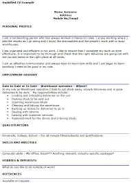 Unskilled Cv Example For Workers Icover Org Uk