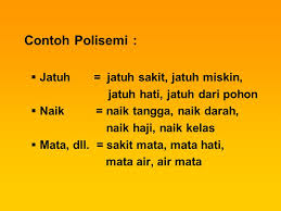 Polisemi merupakan satu kata yang memiliki makna lebih dari satu makna, karena memperoleh satu atau beberapa makna baru. Bahasa Indonesia Kosa Kata Ppt Download