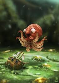 Awe 3 Cute Octopus Character Underwater Drawing Cute Art Art Kraken