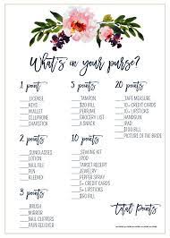 Printable Purse Scavenger Hunt Bridal Shower Game Floral Navy What S In Your Purse Temp Bridal Shower Tea Tea Party Bridal Shower Bridal Shower Activities