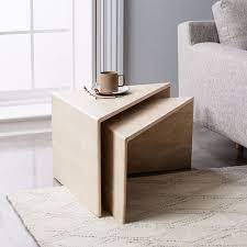 Coordinates with west elm butler stand (sold separately). Nesting Travertine Side Tables Set Of 2 White