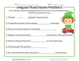 This is a grammar guide for teaching the rules by forming the plural of regular nouns.try it, it is very easy. Irregular Plural Nouns Practice 2 Worksheet Education Com